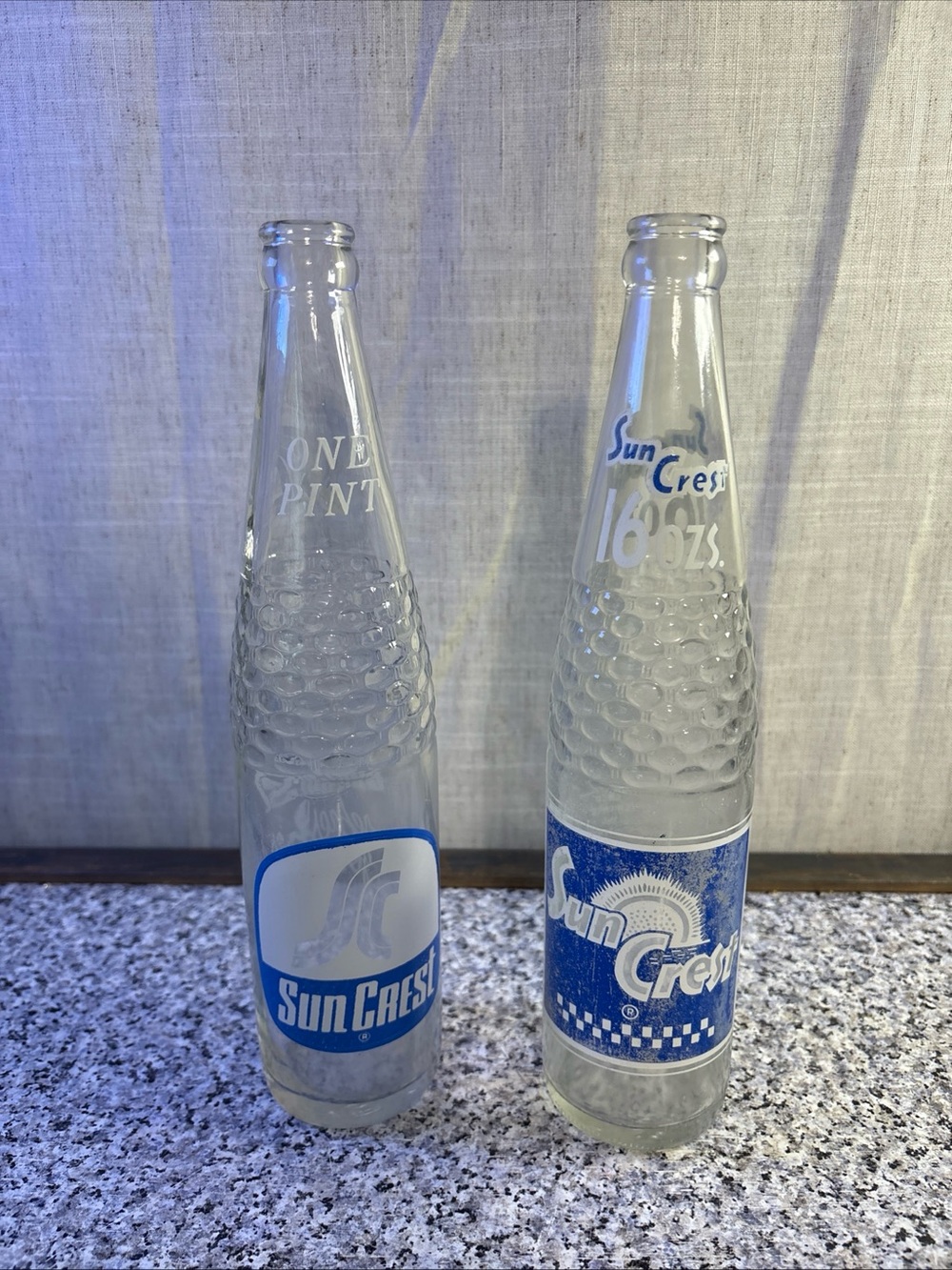2 Sun Crest Soda Bottle. 16 Oz. Atlanta, Georgia.